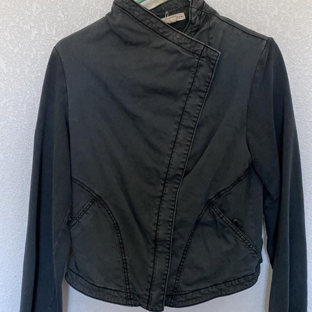 Moto Style Assymetrical Gunmetal Grey Jacket
